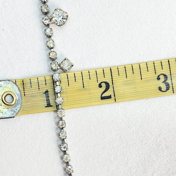 Choker Necklace Clear Rhinestone Strand Formal Evening Wear Box Clasp - Picture 8 of 9